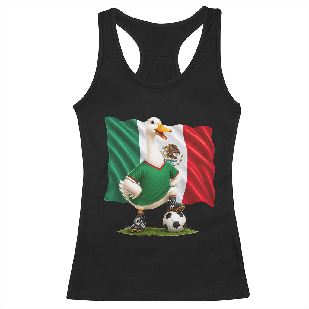 Merlin the Duck Mexico Flag Soccer Player Racerback Tank Top Mexican Pride Football Fans