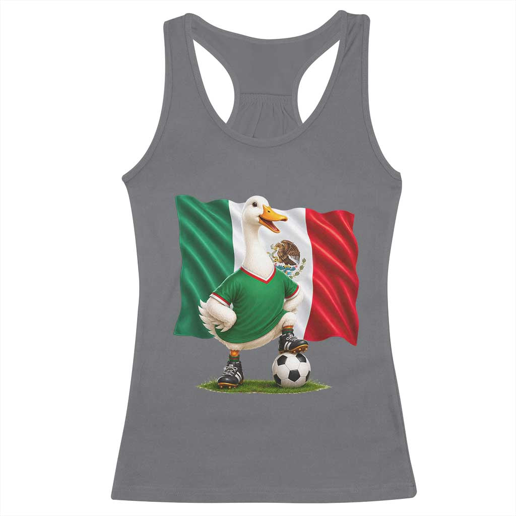 Merlin the Duck Mexico Flag Soccer Player Racerback Tank Top Mexican Pride Football Fans
