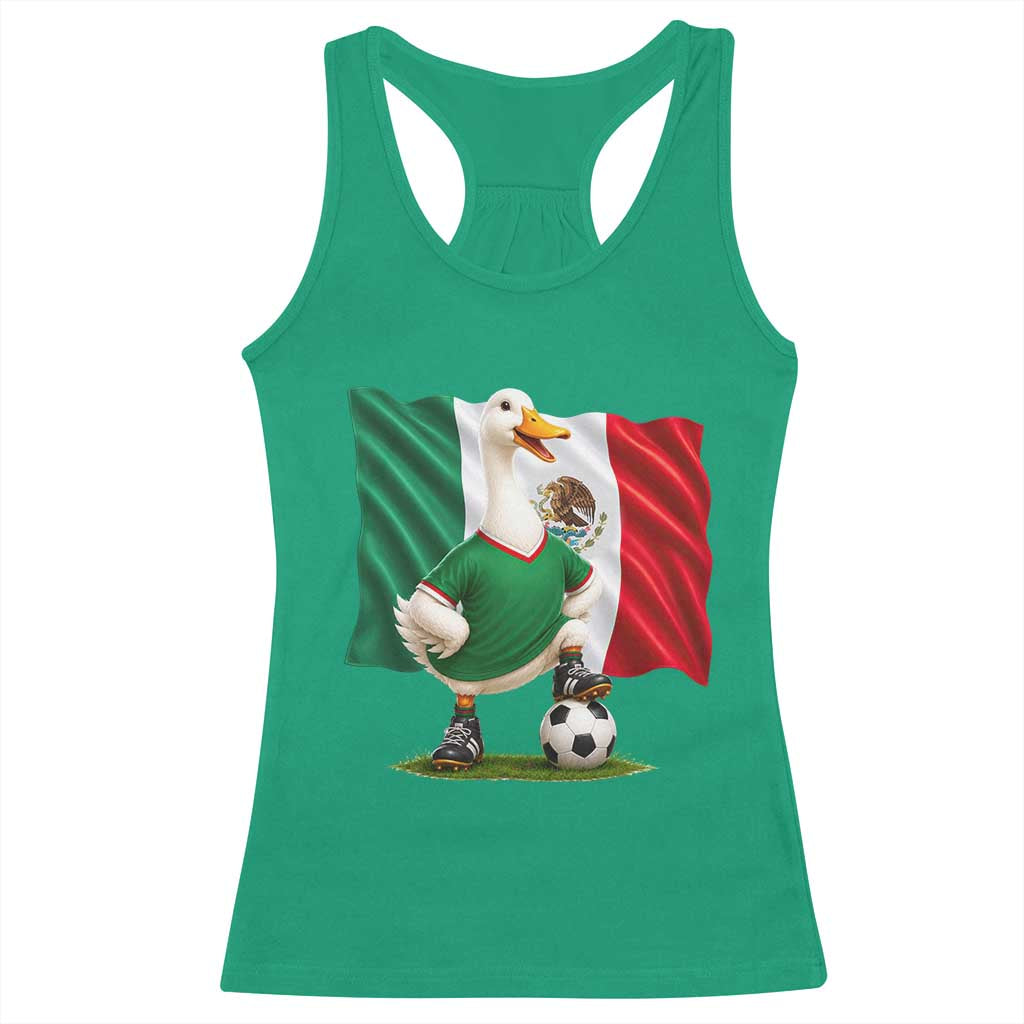 Merlin the Duck Mexico Flag Soccer Player Racerback Tank Top Mexican Pride Football Fans