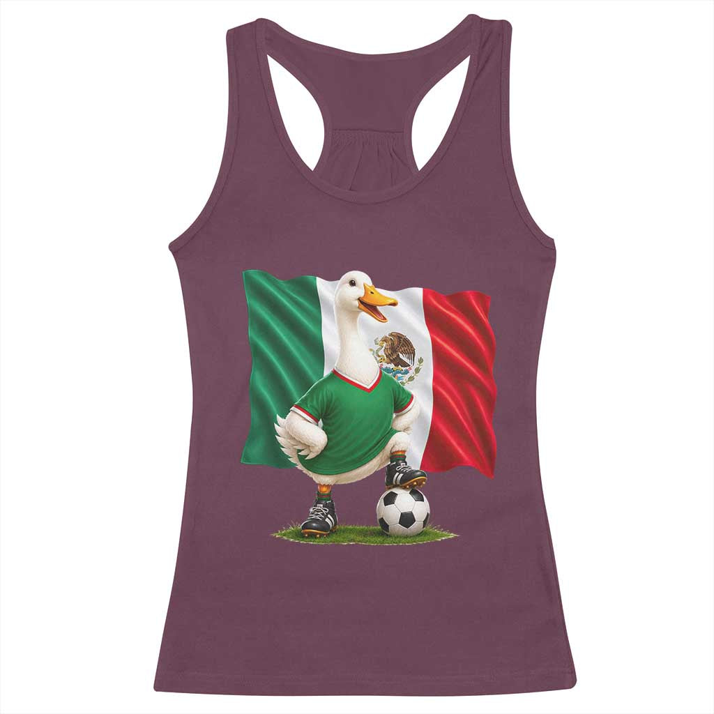 Merlin the Duck Mexico Flag Soccer Player Racerback Tank Top Mexican Pride Football Fans