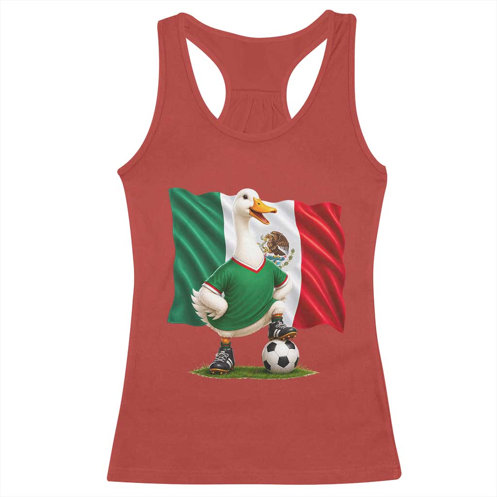 Merlin the Duck Mexico Flag Soccer Player Racerback Tank Top Mexican Pride Football Fans