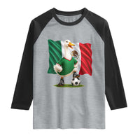 Merlin the Duck Mexico Flag Soccer Player Raglan Shirt Mexican Pride Football Fans