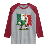 Merlin the Duck Mexico Flag Soccer Player Raglan Shirt Mexican Pride Football Fans