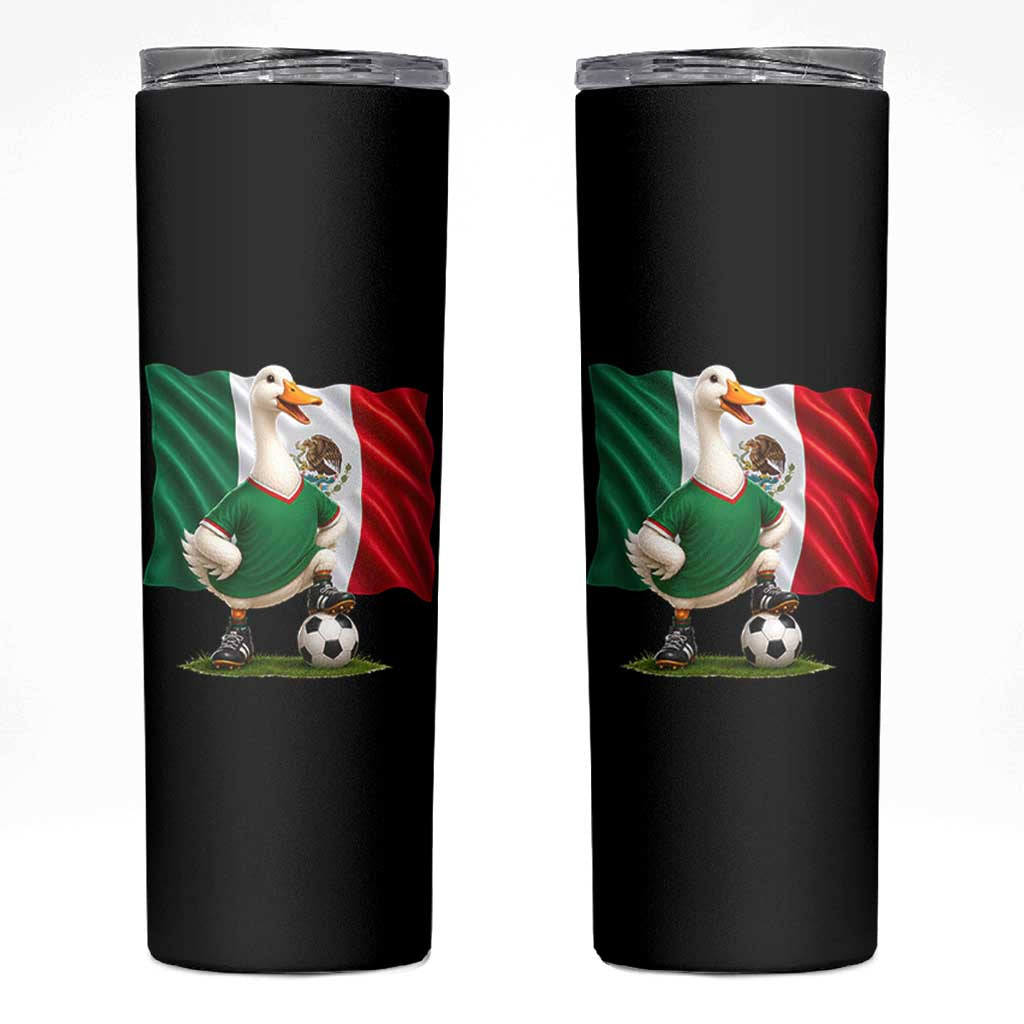Merlin the Duck Mexico Flag Soccer Player Skinny Tumbler Mexican Pride Football Fans