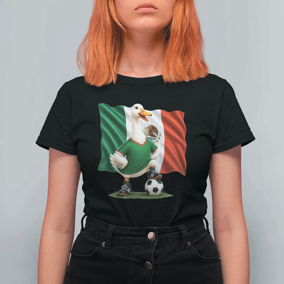 Merlin the Duck Mexico Flag Soccer Player T Shirt For Women Mexican Pride Football Fans