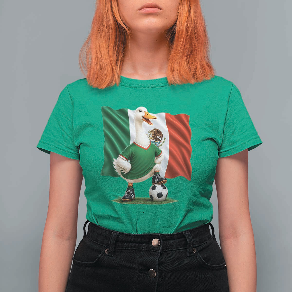 Merlin the Duck Mexico Flag Soccer Player T Shirt For Women Mexican Pride Football Fans
