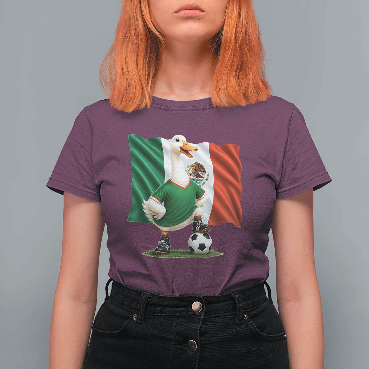 Merlin the Duck Mexico Flag Soccer Player T Shirt For Women Mexican Pride Football Fans