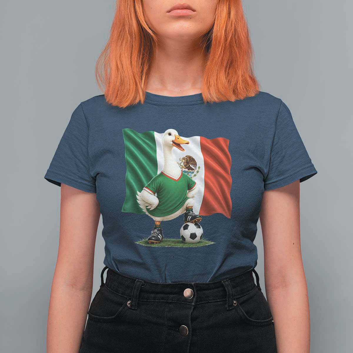 Merlin the Duck Mexico Flag Soccer Player T Shirt For Women Mexican Pride Football Fans