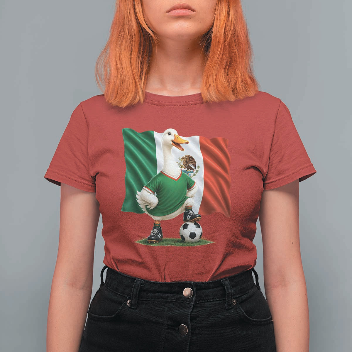 Merlin the Duck Mexico Flag Soccer Player T Shirt For Women Mexican Pride Football Fans