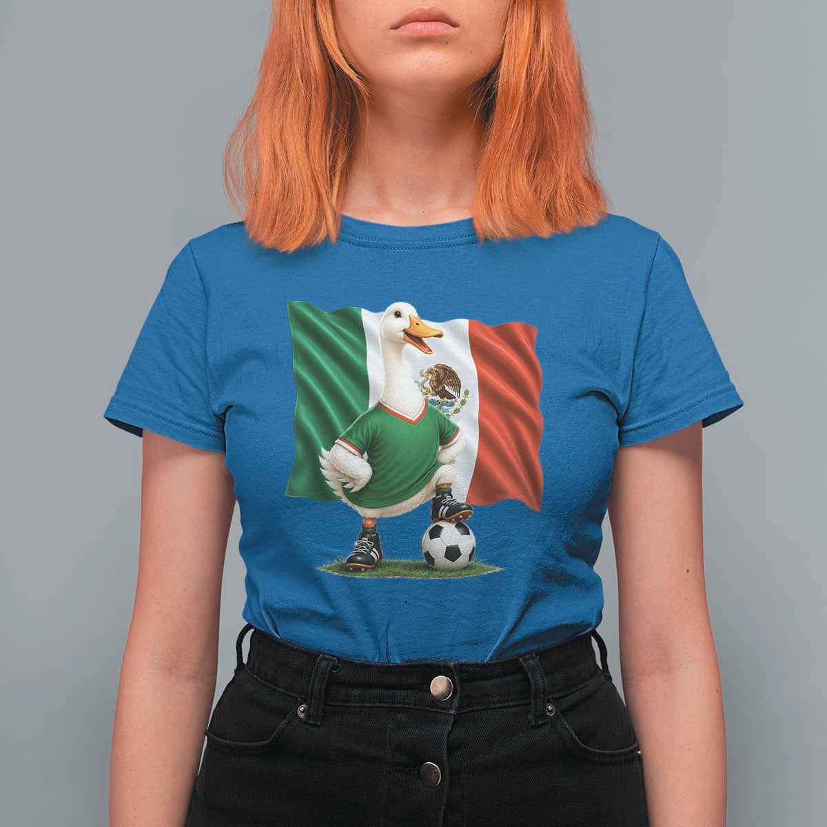 Merlin the Duck Mexico Flag Soccer Player T Shirt For Women Mexican Pride Football Fans