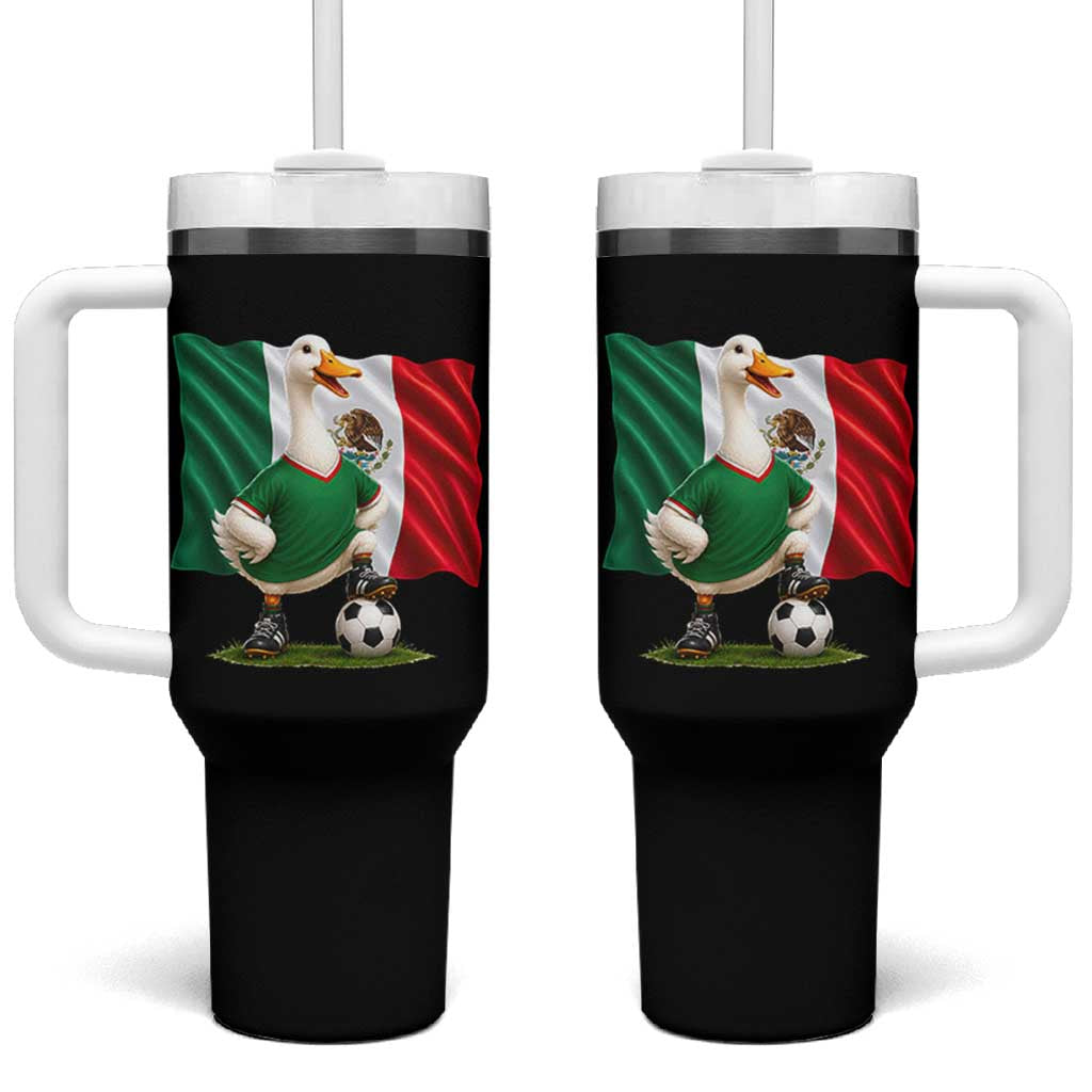 Merlin the Duck Mexico Flag Soccer Player Tumbler With Handle Mexican Pride Football Fans