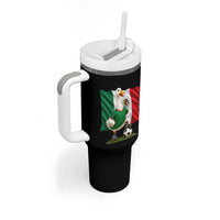 Merlin the Duck Mexico Flag Soccer Player Tumbler With Handle Mexican Pride Football Fans