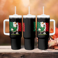 Merlin the Duck Mexico Flag Soccer Player Tumbler With Handle Mexican Pride Football Fans