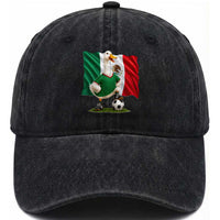 Merlin the Duck Mexico Flag Soccer Player Washed Cotton Baseball Cap Mexican Pride Football Fans