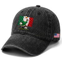 Merlin the Duck Mexico Flag Soccer Player Washed Cotton Baseball Cap Mexican Pride Football Fans