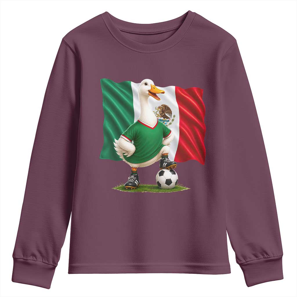 Merlin the Duck Mexico Flag Soccer Player Youth Sweatshirt Mexican Pride Football Fans