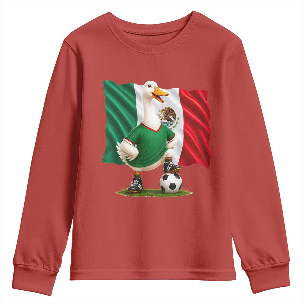 Merlin the Duck Mexico Flag Soccer Player Youth Sweatshirt Mexican Pride Football Fans