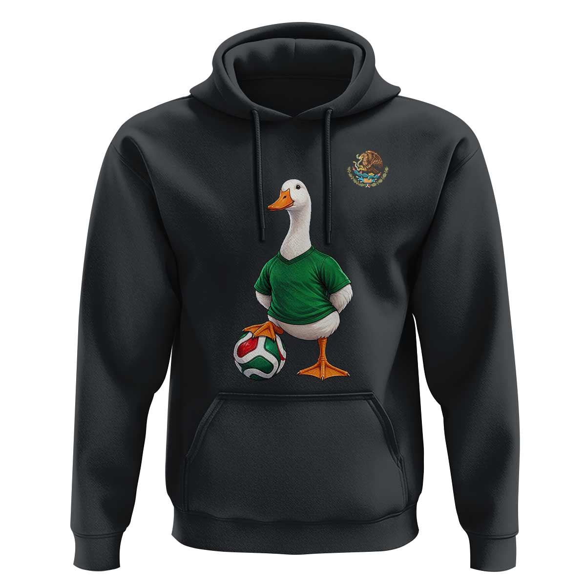 Merlin the Duck Soccer Player Mexico Fans Hoodie Mexican Sports Futbol Lovers Viral Animal in Green Jersey Graphic