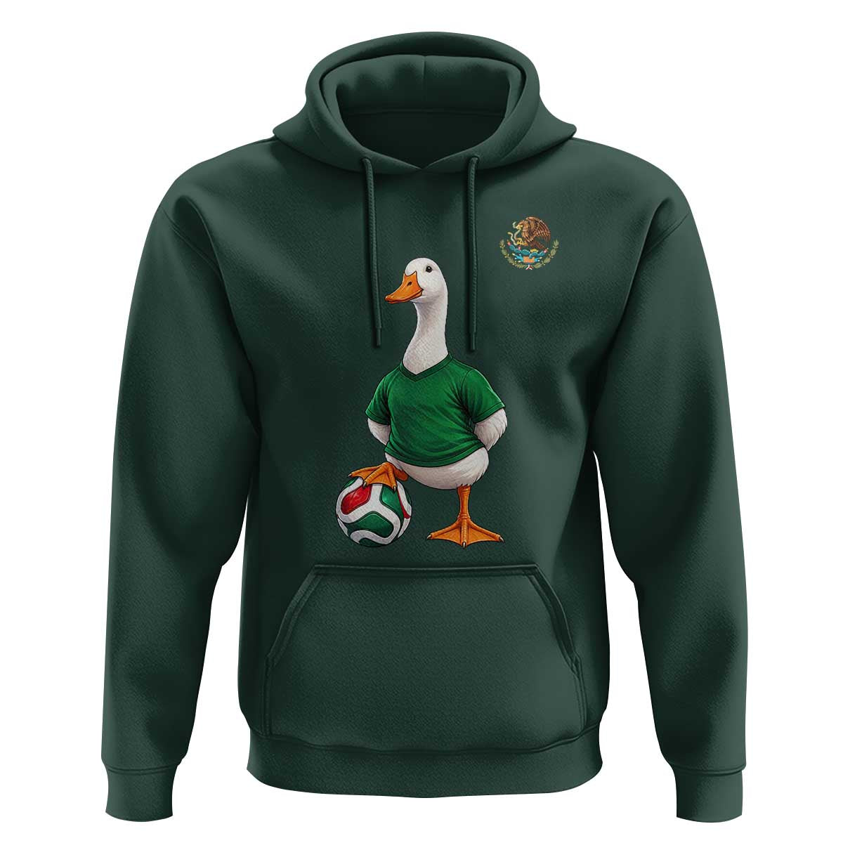 Merlin the Duck Soccer Player Mexico Fans Hoodie Mexican Sports Futbol Lovers Viral Animal in Green Jersey Graphic