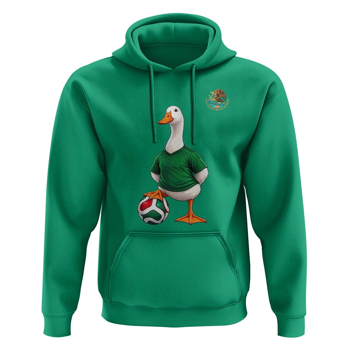 Merlin the Duck Soccer Player Mexico Fans Hoodie Mexican Sports Futbol Lovers Viral Animal in Green Jersey Graphic