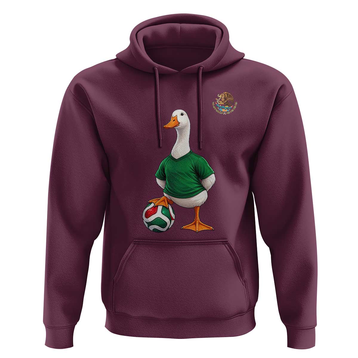 Merlin the Duck Soccer Player Mexico Fans Hoodie Mexican Sports Futbol Lovers Viral Animal in Green Jersey Graphic