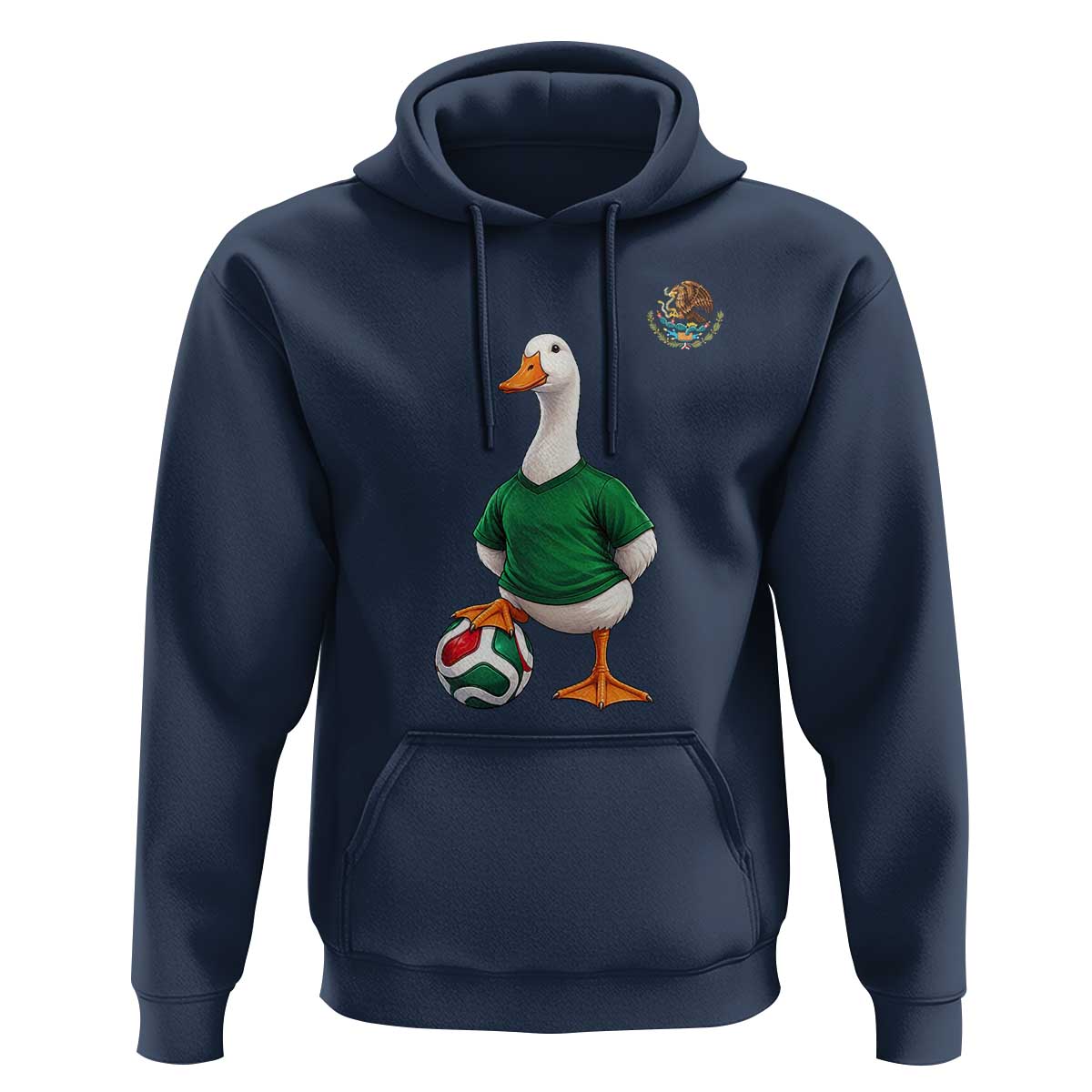 Merlin the Duck Soccer Player Mexico Fans Hoodie Mexican Sports Futbol Lovers Viral Animal in Green Jersey Graphic