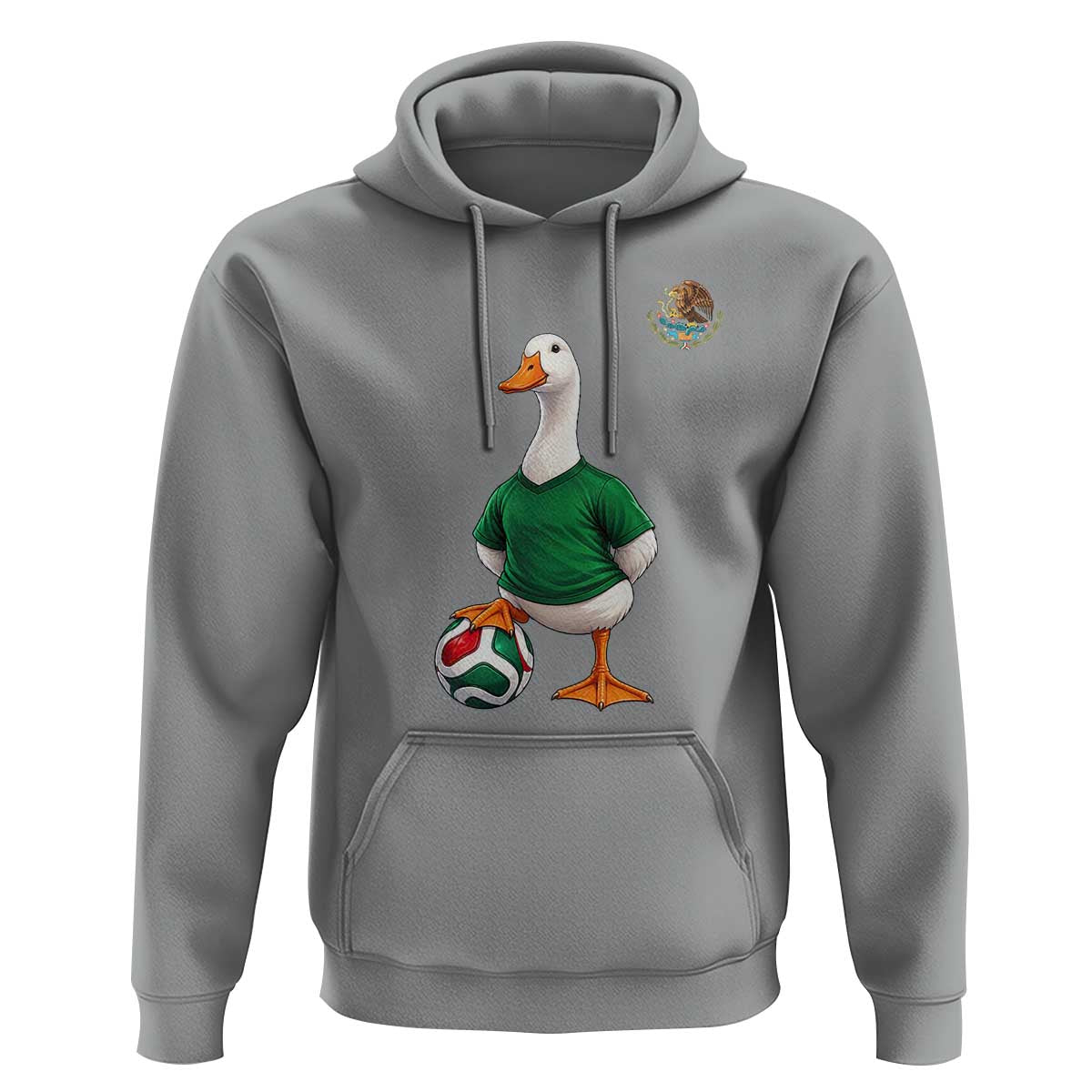 Merlin the Duck Soccer Player Mexico Fans Hoodie Mexican Sports Futbol Lovers Viral Animal in Green Jersey Graphic