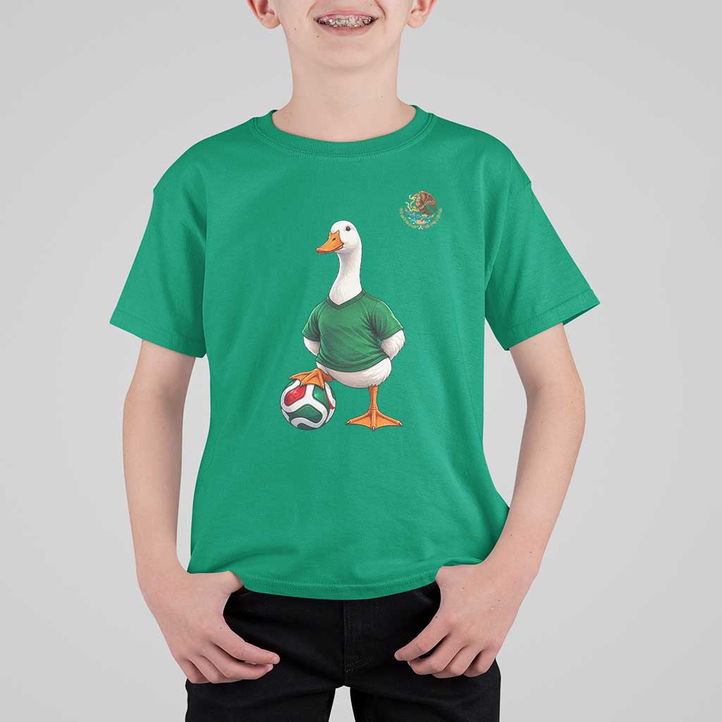 Merlin the Duck Soccer Player Mexico Fans T Shirt For Kid Mexican Sports Futbol Lovers Viral Animal in Green Jersey Graphic