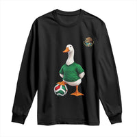 Merlin the Duck Soccer Player Mexico Fans Long Sleeve Shirt Mexican Sports Futbol Lovers Viral Animal in Green Jersey Graphic