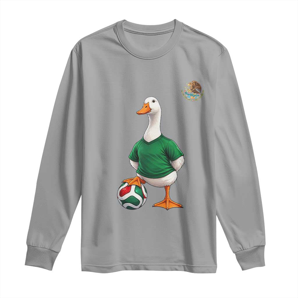 Merlin the Duck Soccer Player Mexico Fans Long Sleeve Shirt Mexican Sports Futbol Lovers Viral Animal in Green Jersey Graphic