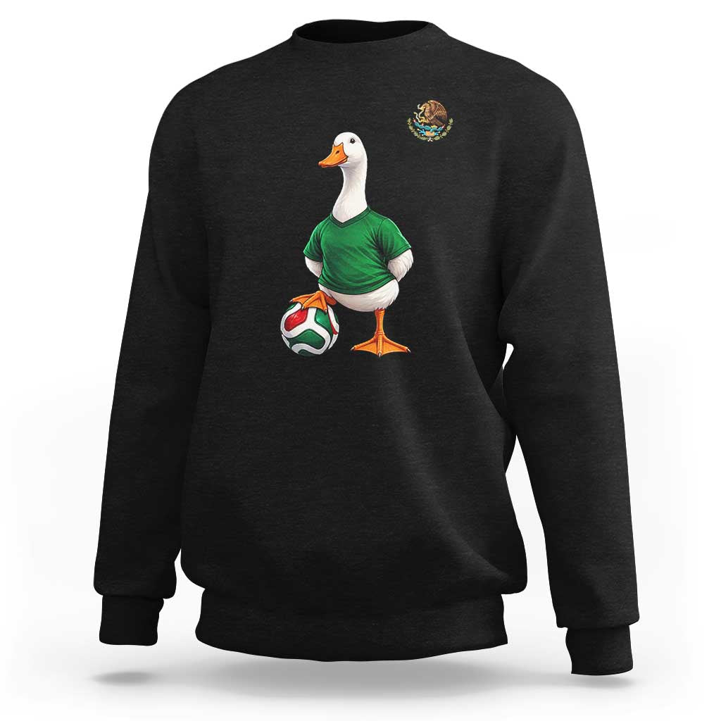 Merlin the Duck Soccer Player Mexico Fans Sweatshirt Mexican Sports Futbol Lovers Viral Animal in Green Jersey Graphic