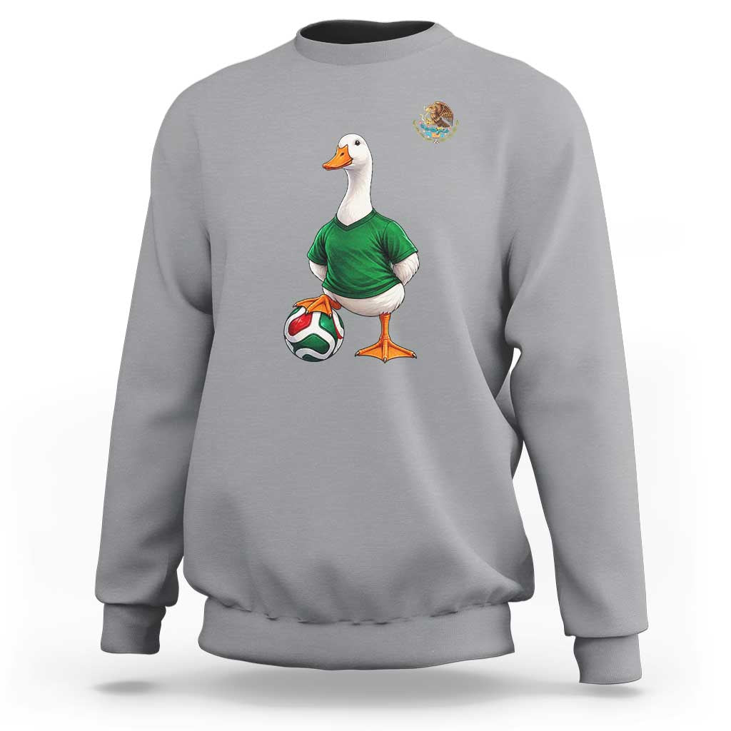 Merlin the Duck Soccer Player Mexico Fans Sweatshirt Mexican Sports Futbol Lovers Viral Animal in Green Jersey Graphic