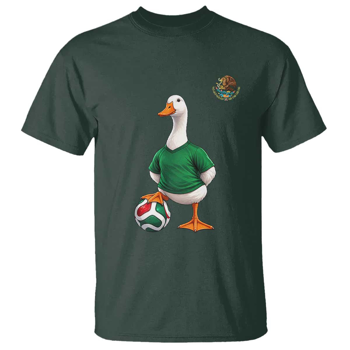 Merlin the Duck Soccer Player Mexico Fans T Shirt Mexican Sports Futbol Lovers Viral Animal in Green Jersey Graphic
