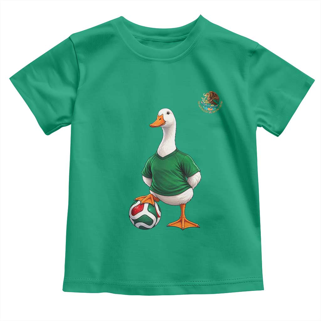 Merlin the Duck Soccer Player Mexico Fans Toddler T Shirt Mexican Sports Futbol Lovers Viral Animal in Green Jersey Graphic