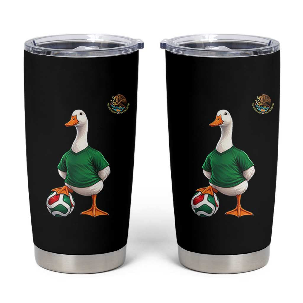 Merlin the Duck Soccer Player Mexico Fans Tumbler Cup Mexican Sports Futbol Lovers Viral Animal in Green Jersey Graphic
