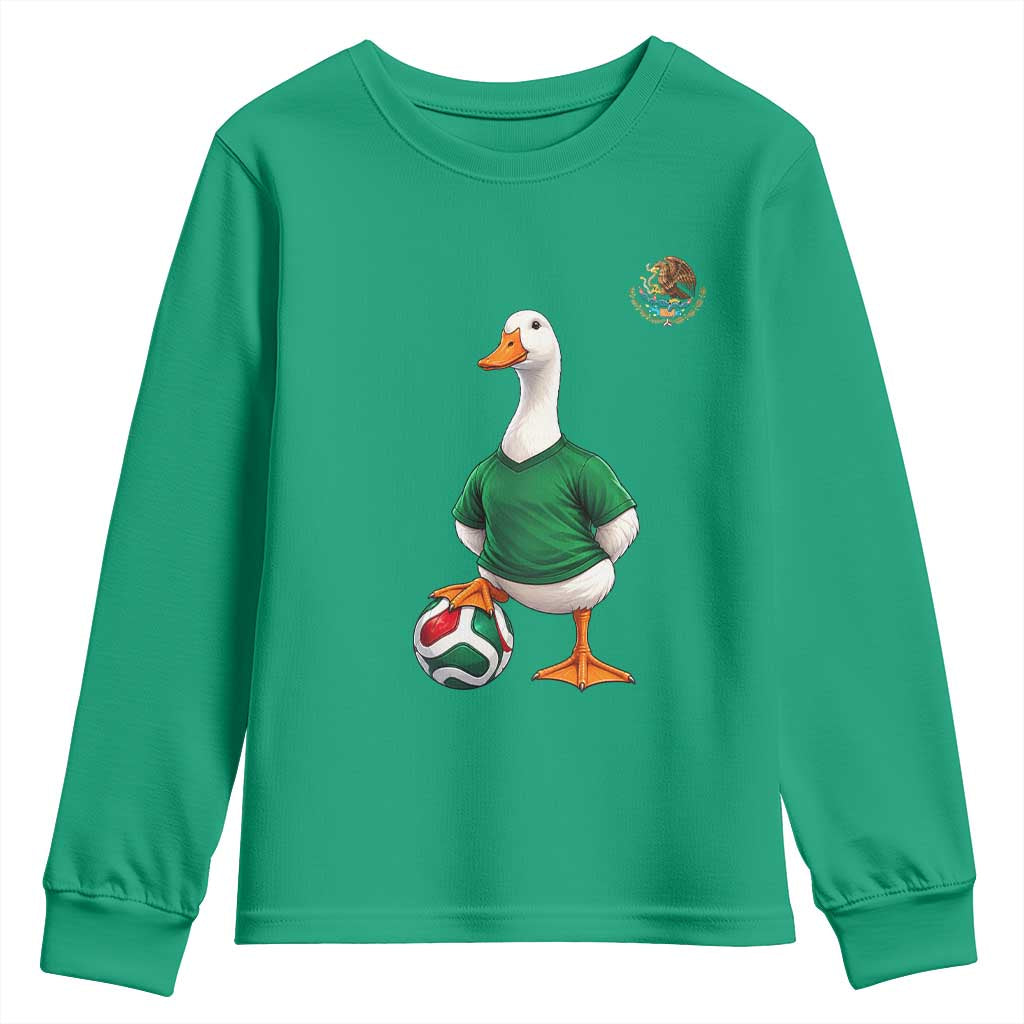 Merlin the Duck Soccer Player Mexico Fans Youth Sweatshirt Mexican Sports Futbol Lovers Viral Animal in Green Jersey Graphic
