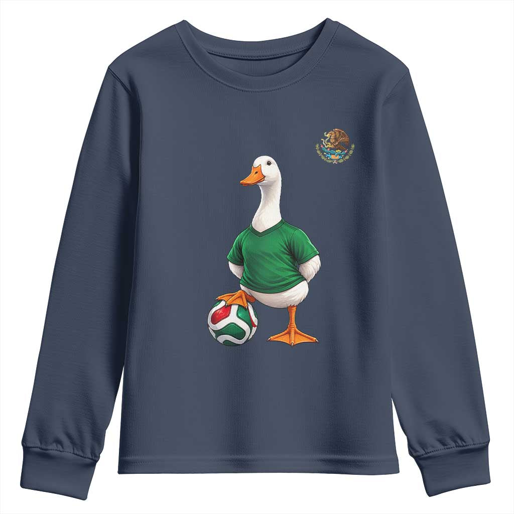 Merlin the Duck Soccer Player Mexico Fans Youth Sweatshirt Mexican Sports Futbol Lovers Viral Animal in Green Jersey Graphic