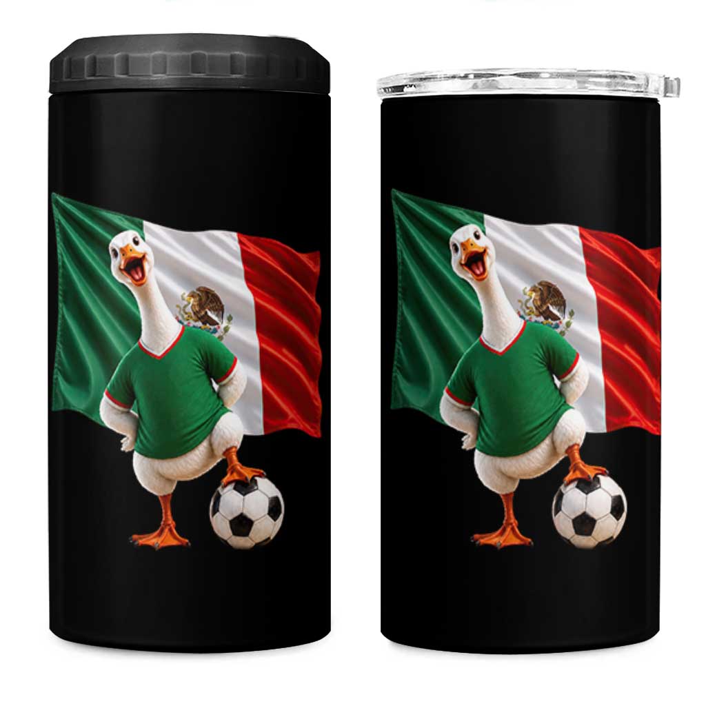 Funny Screaming Merlin the Duck 4 in 1 Can Cooler Tumbler Mexico Soccer Flag Football Fans