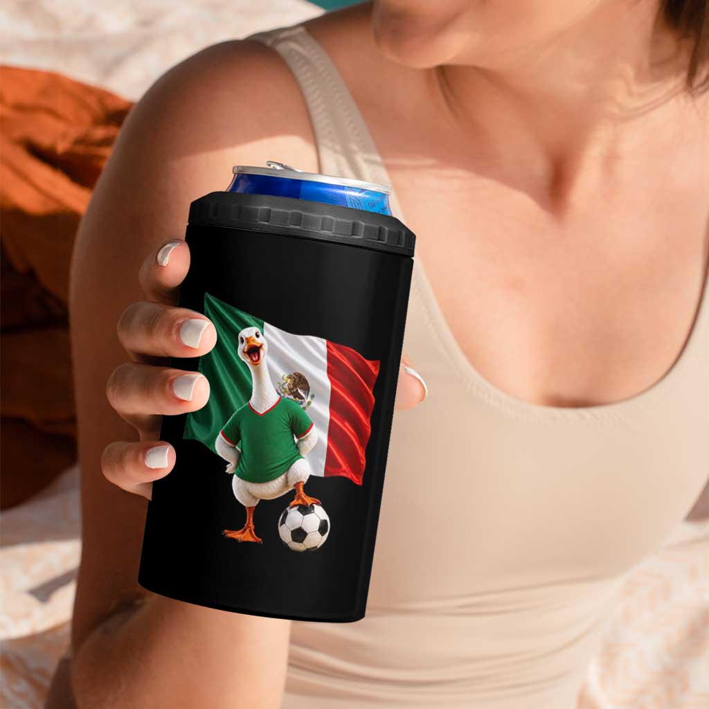 Funny Screaming Merlin the Duck 4 in 1 Can Cooler Tumbler Mexico Soccer Flag Football Fans