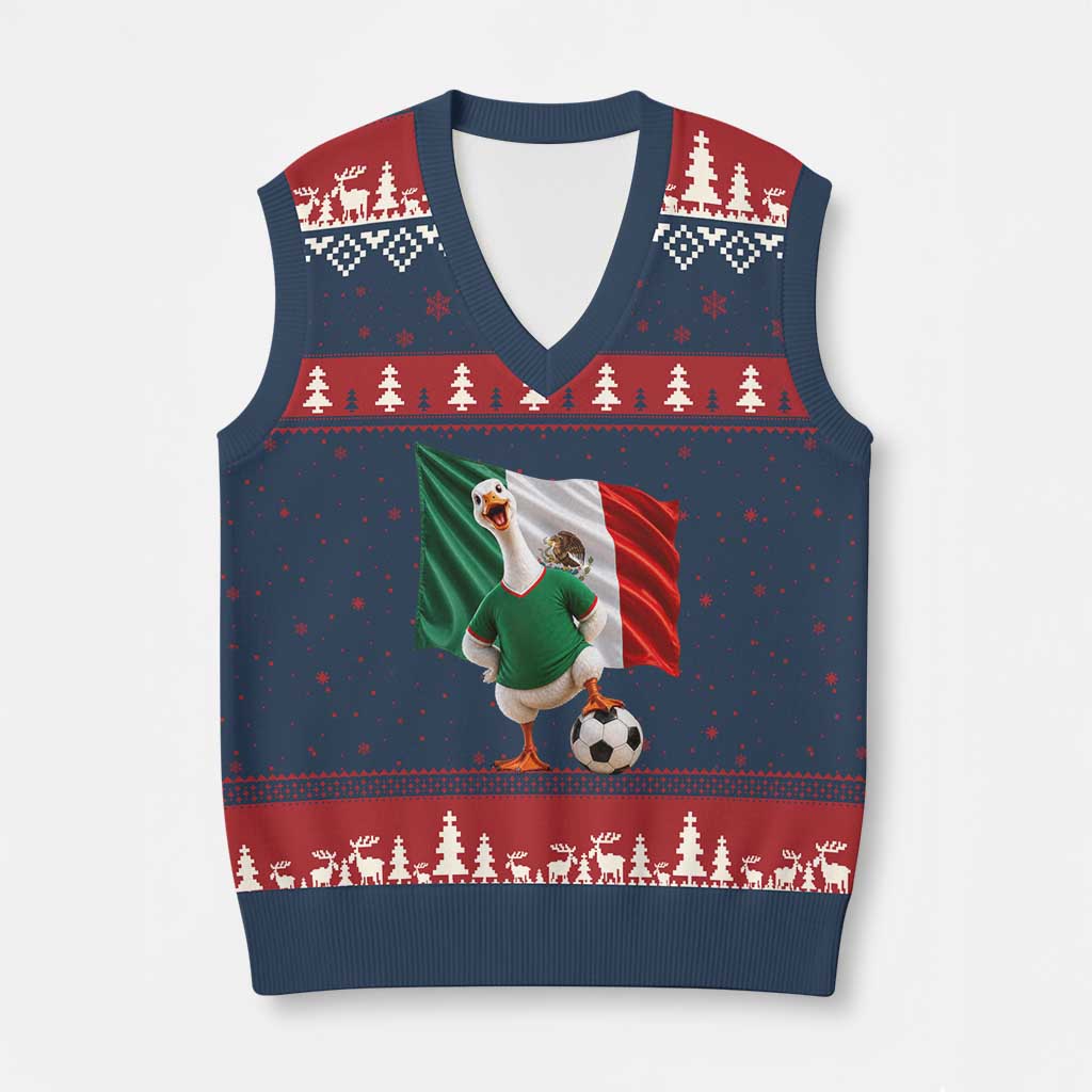 Funny Screaming Merlin the Duck V-Neck Knit Sweater Vest Mexico Soccer Flag Football Fans