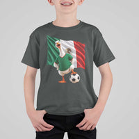 Funny Screaming Merlin the Duck T Shirt For Kid Mexico Soccer Flag Football Fans