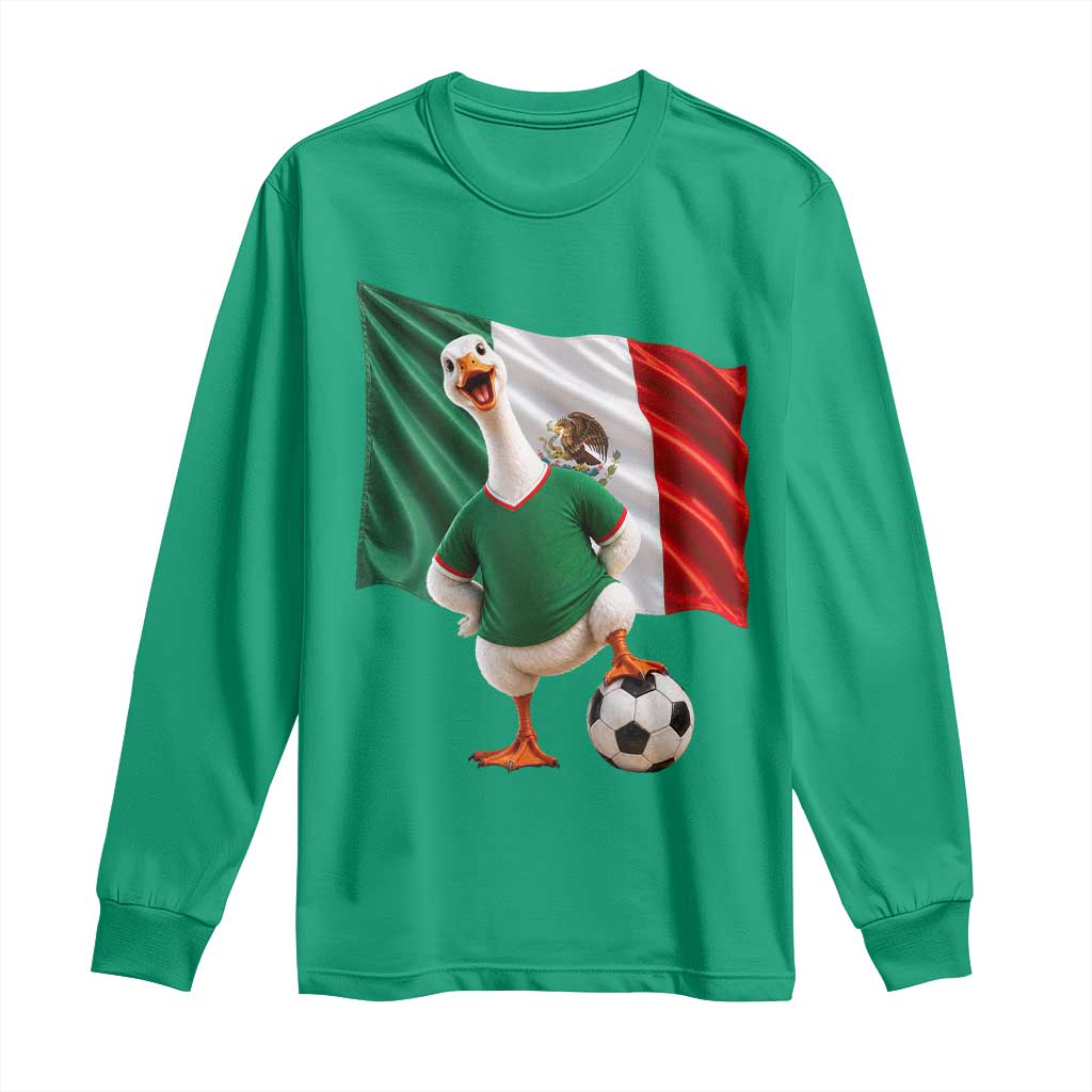 Funny Screaming Merlin the Duck Long Sleeve Shirt Mexico Soccer Flag Football Fans