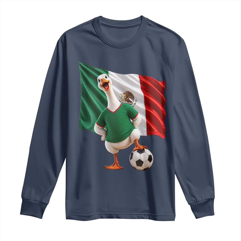 Funny Screaming Merlin the Duck Long Sleeve Shirt Mexico Soccer Flag Football Fans