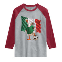 Funny Screaming Merlin the Duck Raglan Shirt Mexico Soccer Flag Football Fans