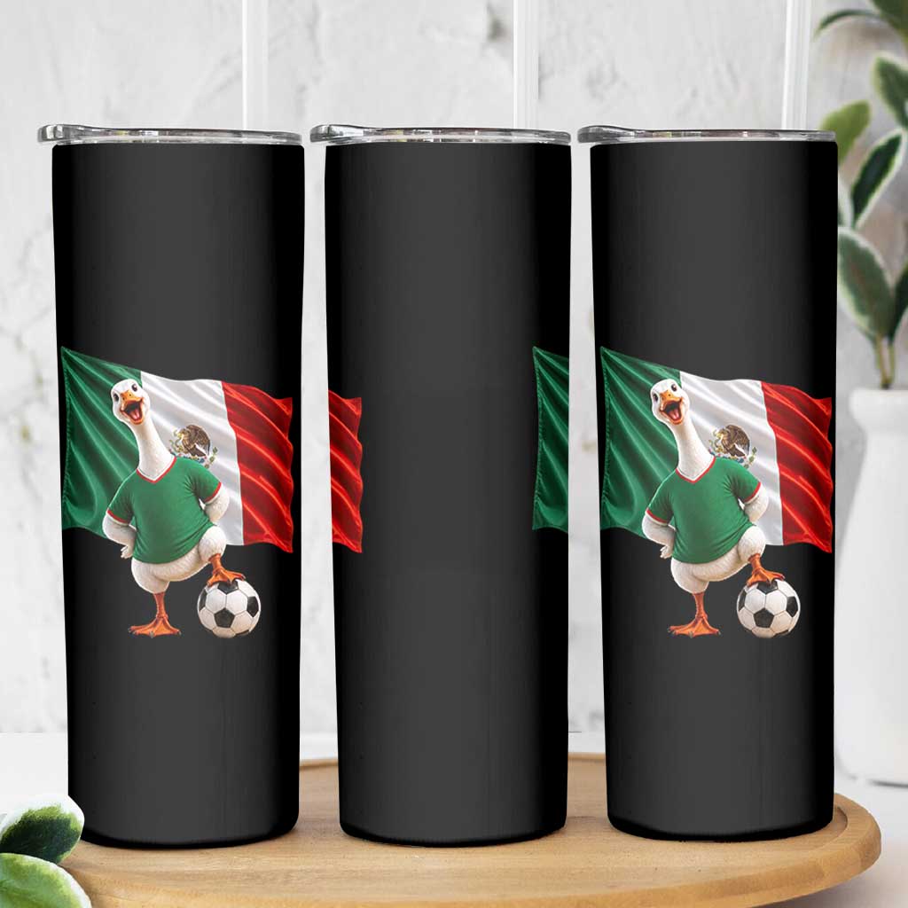 Funny Screaming Merlin the Duck Skinny Tumbler Mexico Soccer Flag Football Fans