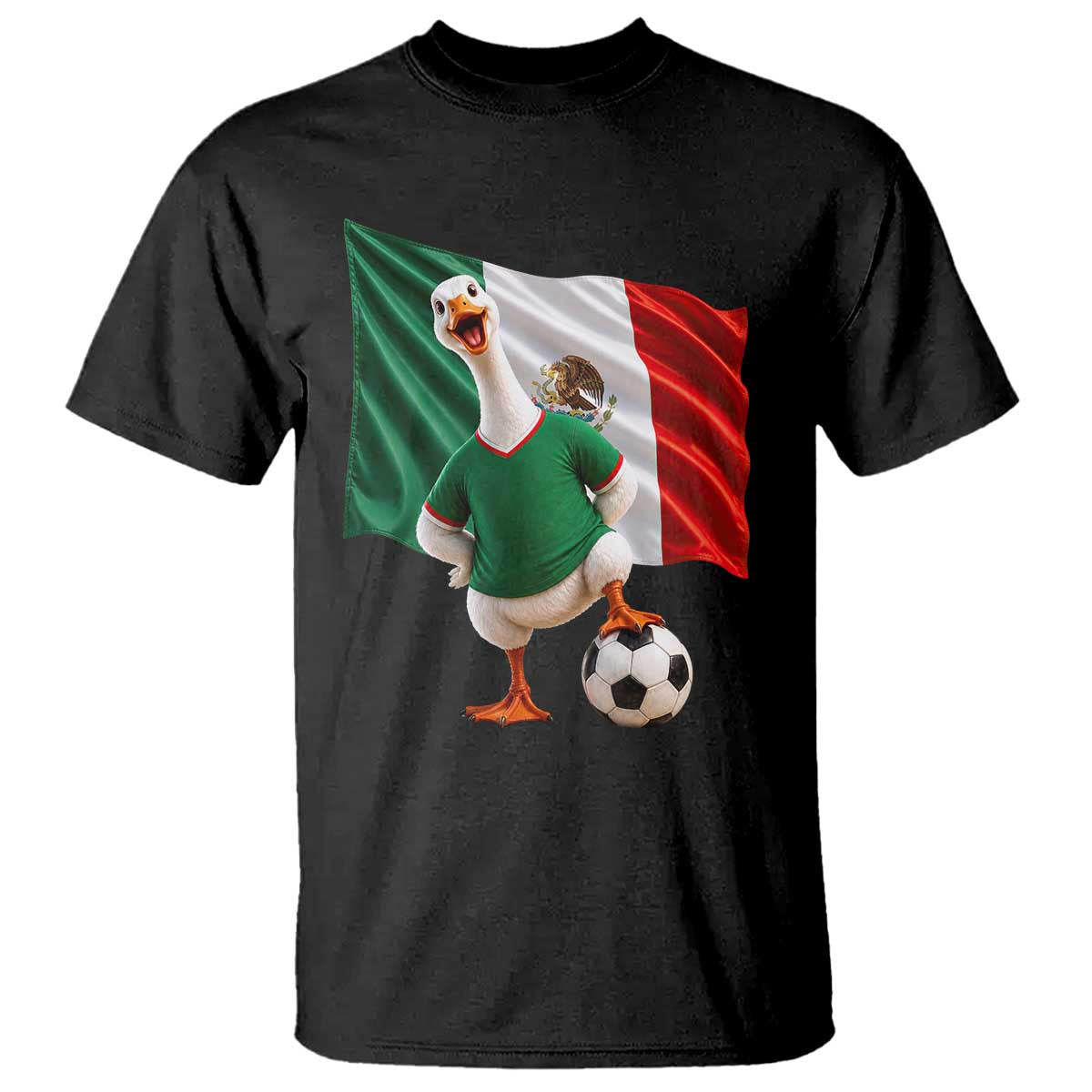 Funny Screaming Merlin the Duck T Shirt Mexico Soccer Flag Football Fans