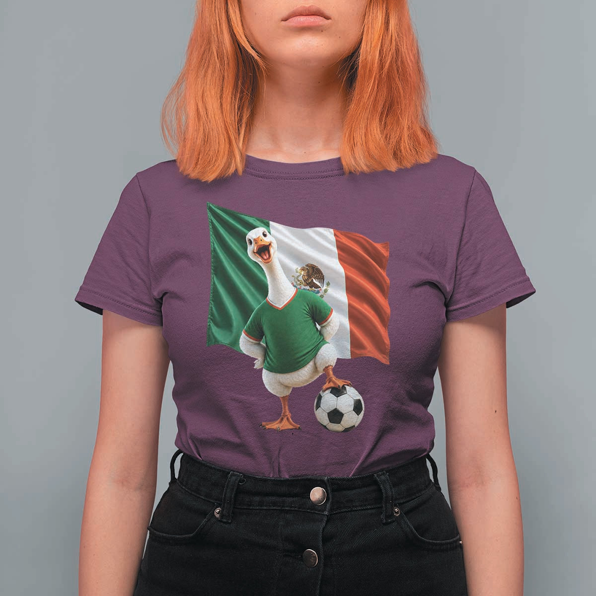 Funny Screaming Merlin the Duck T Shirt For Women Mexico Soccer Flag Football Fans