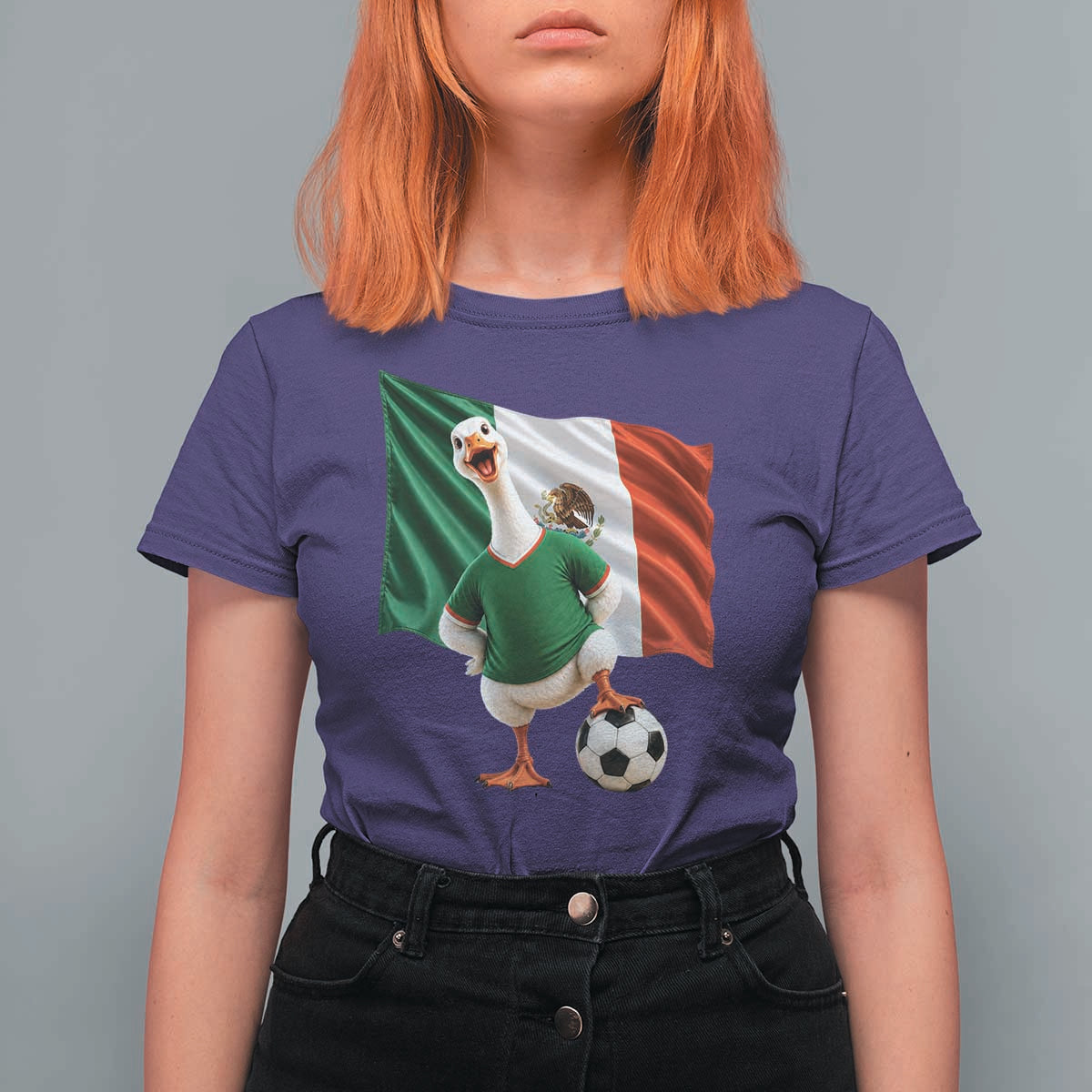 Funny Screaming Merlin the Duck T Shirt For Women Mexico Soccer Flag Football Fans