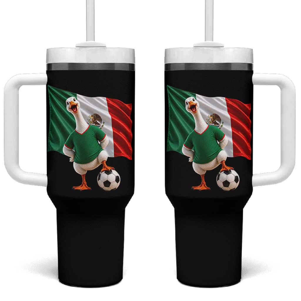 Funny Screaming Merlin the Duck Tumbler With Handle Mexico Soccer Flag Football Fans