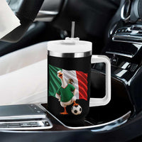 Funny Screaming Merlin the Duck Tumbler With Handle Mexico Soccer Flag Football Fans